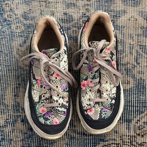 adidas Floral Snake-Print Lace-Up Sneakers in Cream, Black, Pink, Purple